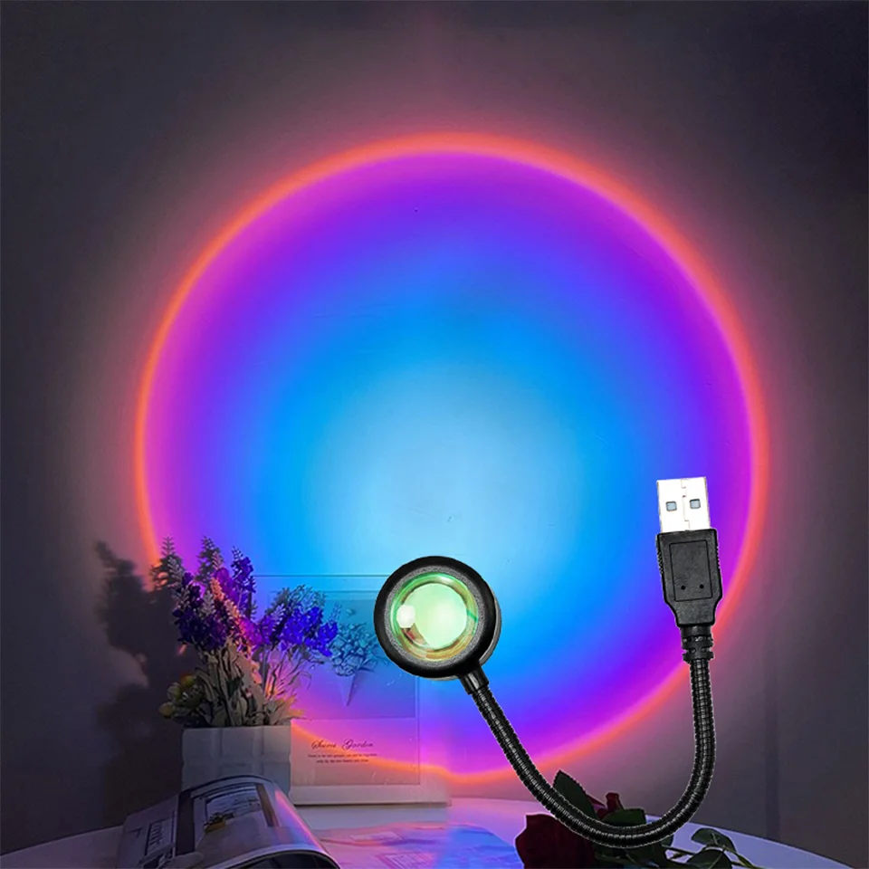 Lumé sunset lamp som projicerar en solnedgång i ett rum